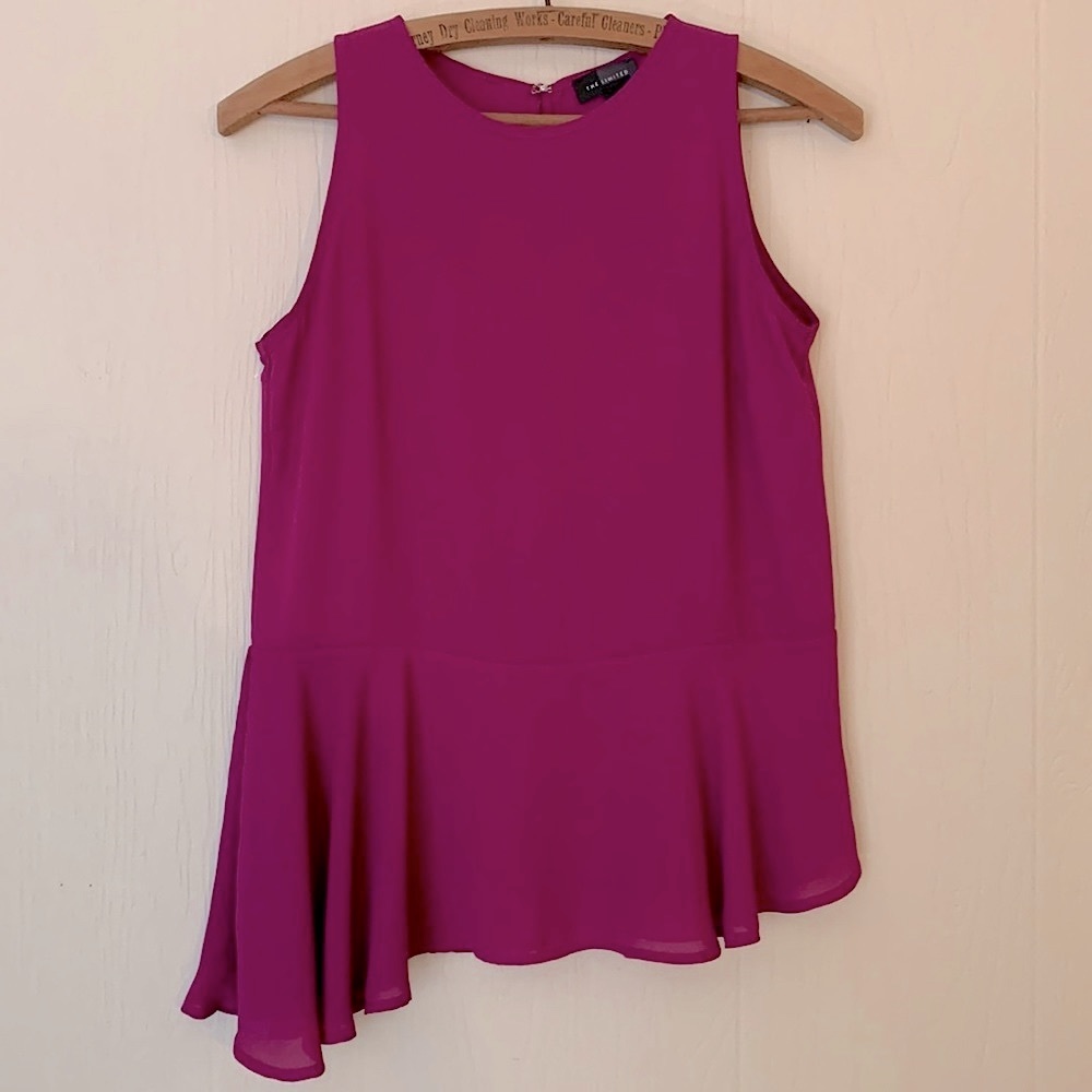 The Limited Pink Asymmetrical Peplum Hem Blouse XS